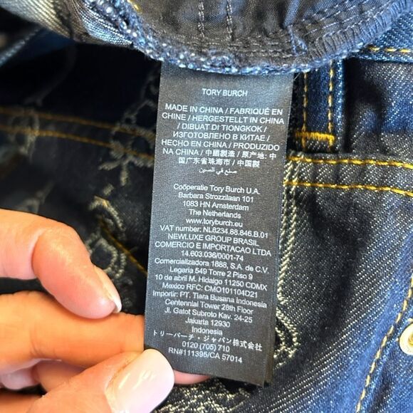 NWT TORY BURCH Gemini Link Bloom Jacquard Denim Pant Jeans Womens Size 26 - Picture 9 of 12